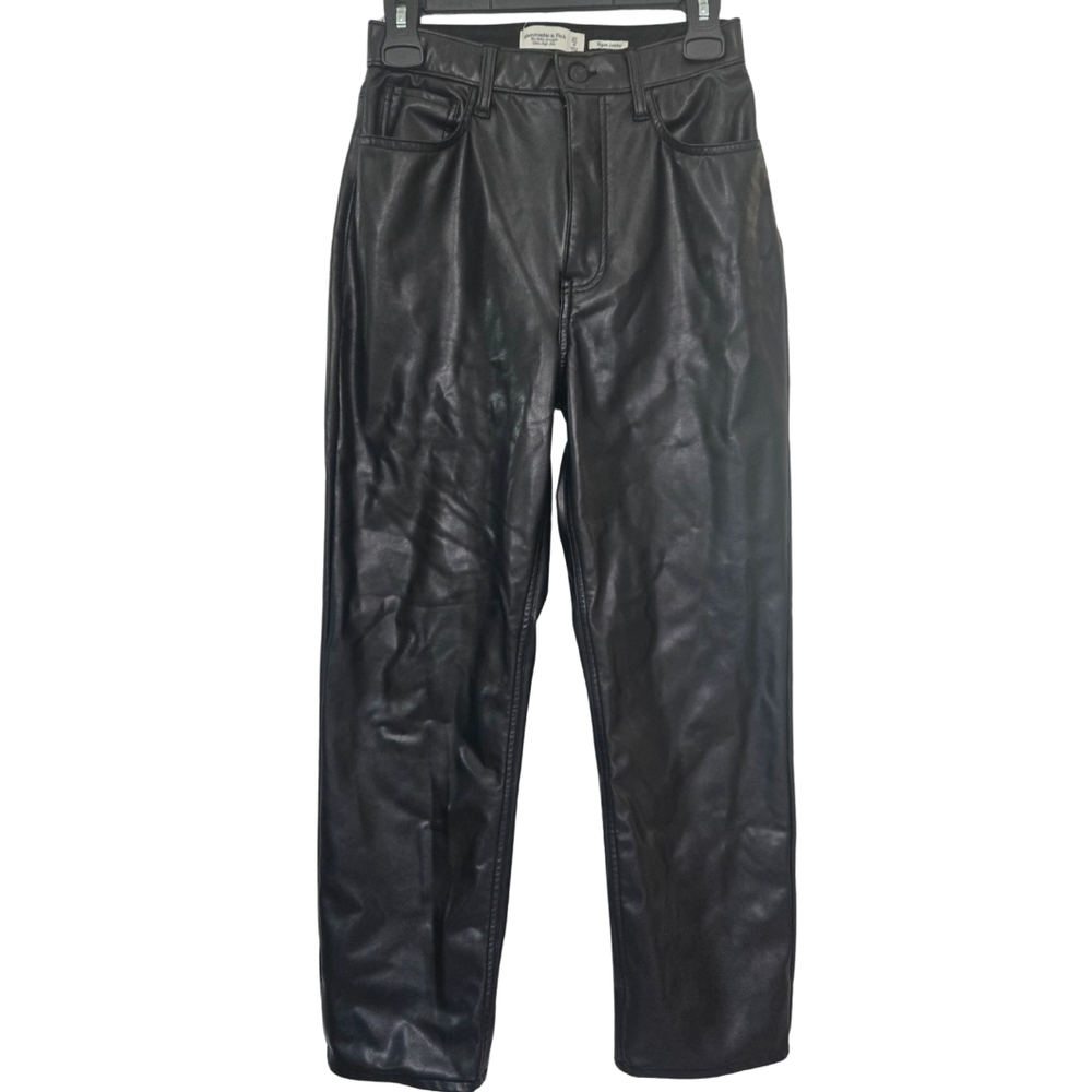 Abercrombie & Fitch Ankle Straight Ultra HR Vegan Leather Pants Size 27/4 EUC